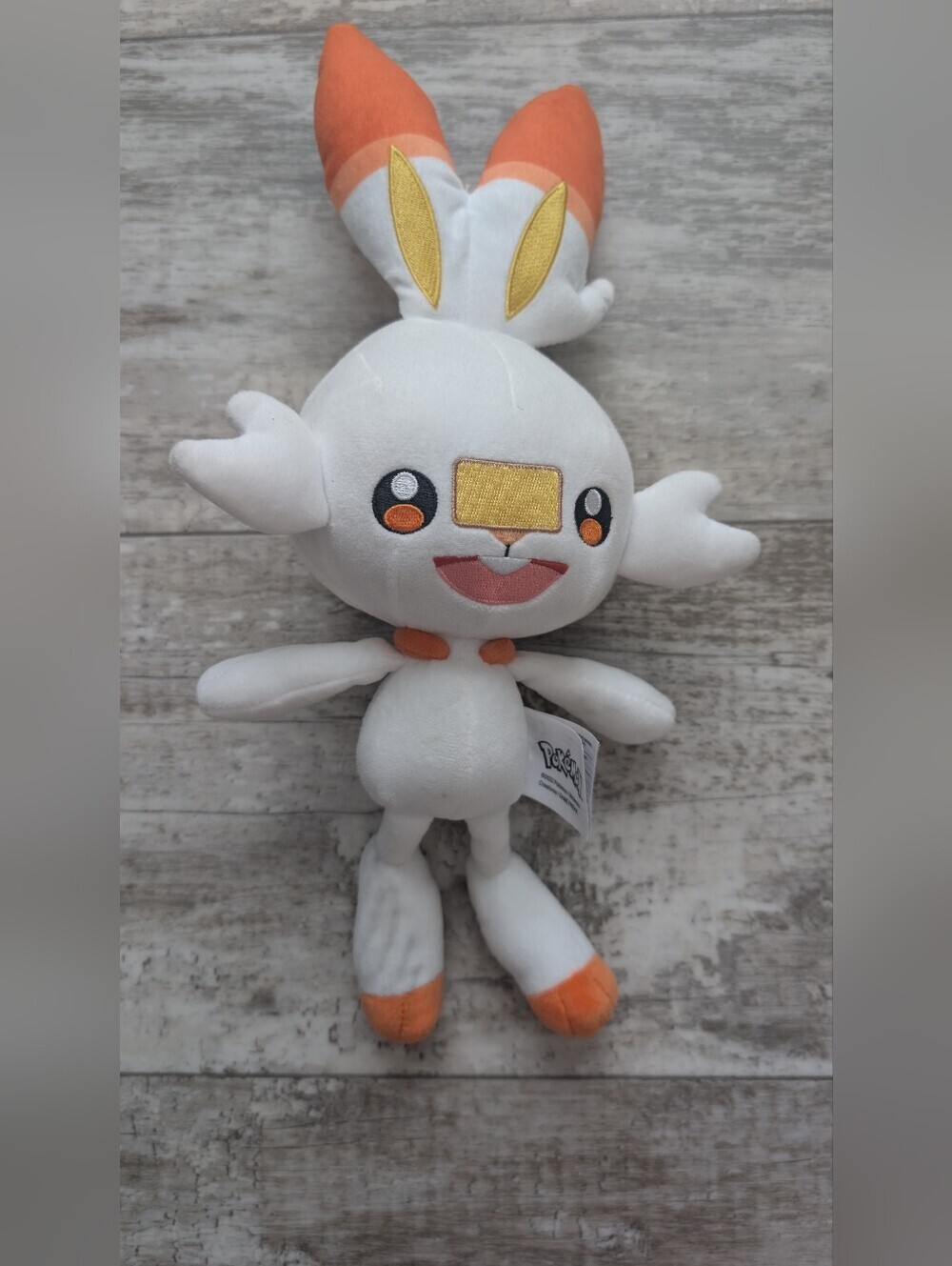 Pokemon Scorbunny Plush - White, Orange & Yellow Accent